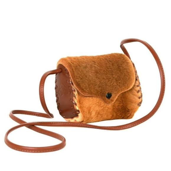 GenuineKangaroo Fur Logo Australia Brown Leather Women's Crossbody Shoul… - Picture 1 of 6
